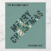 Scandinavian Merry Christmas Typography Weinetikett (Einzelnes Label)