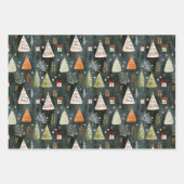Scandinavian Nordic Christmas Pine Tree Pattern Geschenkpapier Set (Vorderseite 2)