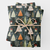 Scandinavian Nordic Christmas Pine Tree Pattern  Geschenkpapier Set (Beispiel)