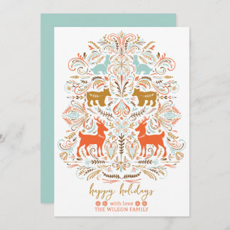 Scandinavian Nordic Folk art Fable Christmas Feiertagskarte