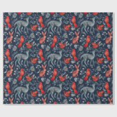 Scandinavian Nordic Folk Woodland Animals Winter Geschenkpapier (Flach)