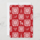 Scandinavian Nordic Red Folk Art Christmas  Einladung (Rückseite)
