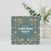 Scandinavian Ornament Christmas Party Invitation Einladung (Stehend Vorderseite)
