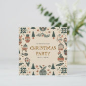 Scandinavian Ornaments Christmas Party Invitation Einladung (Stehend Vorderseite)