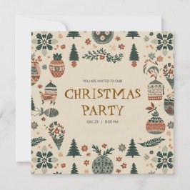 Scandinavian Ornaments Christmas Party Invitation Einladung