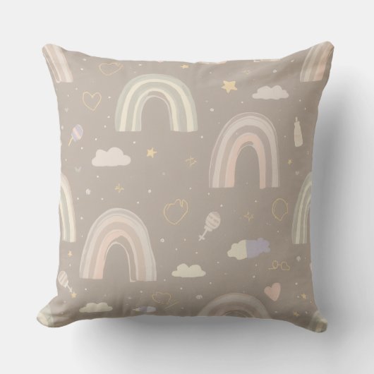 Scandinavian Pastel Nursery Pillow | Soft Rainbows Kissen (Vorderseite)
