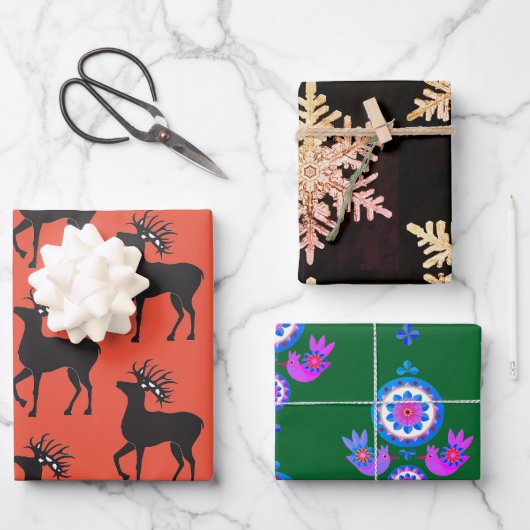 SCANDINAVIAN PATTERNS Wrapping Paper SHEEEES Geschenkpapier Set (Vorderseite)