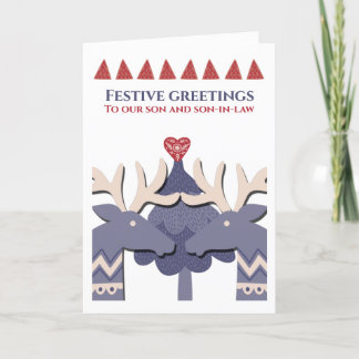 Scandinavian Reindeer Gay Personalisierte Weihnach Feiertagskarte