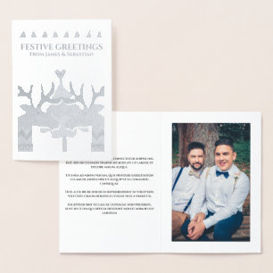 Scandinavian Reindeer Gay Personalisierte Weihnach Folienkarte