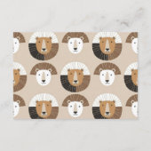 Scandinavian Safari Lion Baby Showe Diapper Raffle Begleitkarte (Rückseite)
