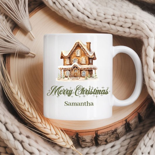 Scandinavian Script Christmas Mug Custom Name Kaffeetasse