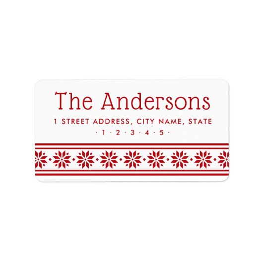 Scandinavian star border red white return address adressaufkleber (Vorne)