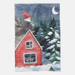 Scandinavian Tomten Christmas Gnome Watercolor Geschirrtuch
