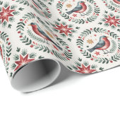 Scandinavian Vintage Christmas Folk Art Pattern Geschenkpapier (Rolleneckpunkt)