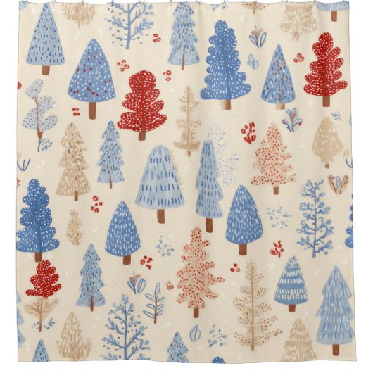 Scandinavian Winter Forest Pattern (1) Duschvorhang (Vorderseite)