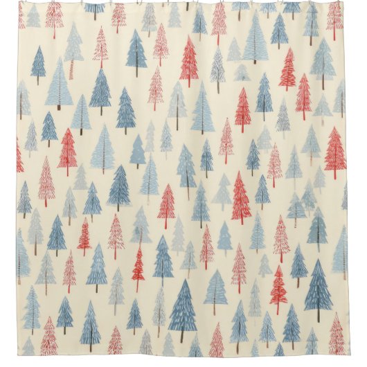 Scandinavian Winter Forest Pattern (3) Duschvorhang (Vorderseite)
