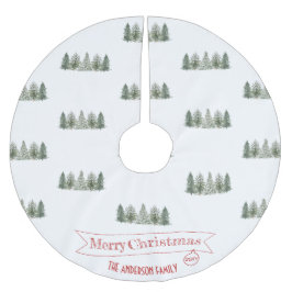 Scandinavian Winter Pine Tree Merry Christmas Polyester Weihnachtsbaumdecke