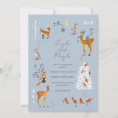 Scandinavian Woodland Animals Christmas Party Einladung (Vorderseite)