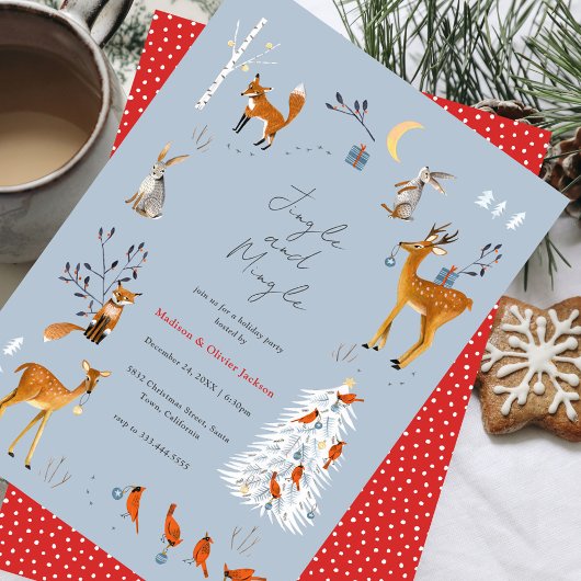 Scandinavian Woodland Animals Christmas Party Einladung