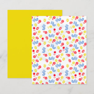 Scandsy Ditsy Blue Bird Red Yellow Blume Scrapbook