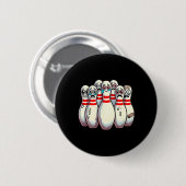 Scanisierte Bowling Buttone Cartoon Fun Bowler Hum Button (Vorne & Hinten)
