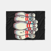 Scanisierte Bowling Buttone Cartoon Fun Bowler Hum Fleecedecke (Vorderseite (Horizontal))