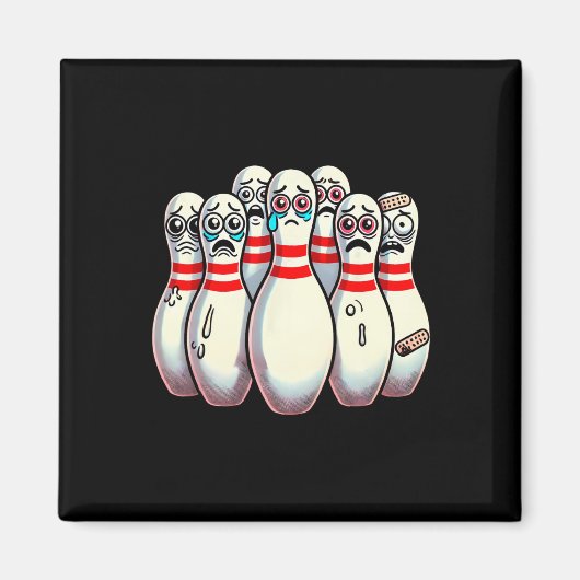 Scanisierte Bowling Buttone Cartoon Fun Bowler Hum Magnet (Vorne)