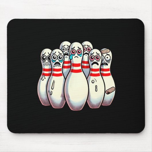 Scanisierte Bowling Buttone Cartoon Fun Bowler Hum Mousepad (Vorne)
