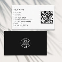 Scannable Black and White Company Business Card