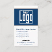 Scannable Black, Blue & White Portrait Visitenkarte (Rückseite)