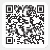 Scannable QR Barcode Quadratischer Aufkleber (Vorderseite)