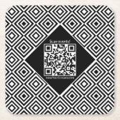 Scannable QR-Code, CTA und www Black & White Event Rechteckiger Pappuntersetzer (Vorderseite)