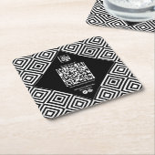 Scannable QR-Code, CTA, www, Social Black & White Rechteckiger Pappuntersetzer (angewinkelt)