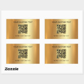 Scannable QR Code Custom Text Elegante Imitats Gol Rechteckiger Aufkleber (Blatt)