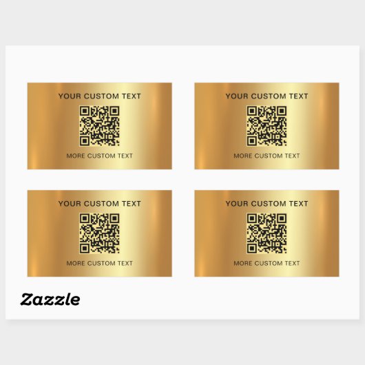 Scannable QR Code Custom Text Elegante Imitats Gol Rechteckiger Aufkleber (Blatt)