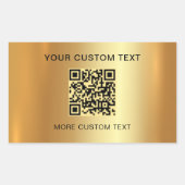 Scannable QR Code Custom Text Elegante Imitats Gol Rechteckiger Aufkleber (Vorderseite)