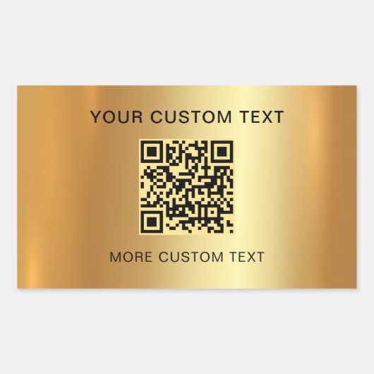 Scannable QR Code Custom Text Elegante Imitats Gol Rechteckiger Aufkleber (Vorderseite)