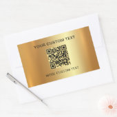 Scannable QR Code Custom Text Elegante Imitats Gol Rechteckiger Aufkleber (Umschlag)