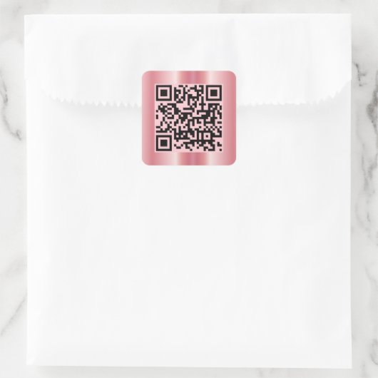 Scannable QR Code Elegante Rose Gold Custom Quadratischer Aufkleber (Tasche)