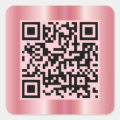 Scannable QR Code Elegante Rose Gold Custom Quadratischer Aufkleber (Vorderseite)