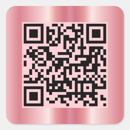 Scannable QR Code Elegante Rose Gold Custom Quadratischer Aufkleber (Vorderseite)