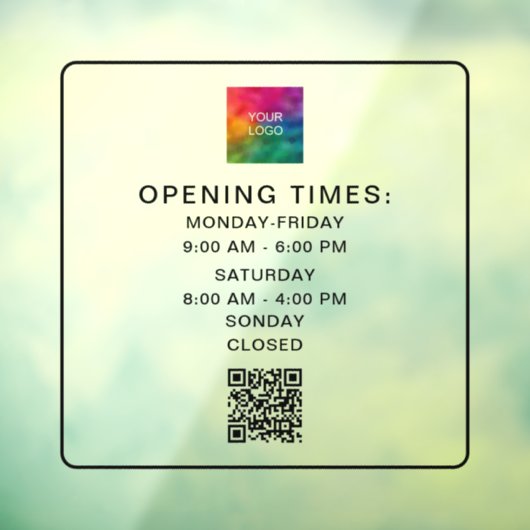 Scannable QR Code Geschäftszeiten Hochladen der Lo Fensteraufkleber (Blatt 3)