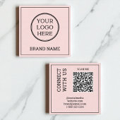 Scannable QR Code Modern Blush Pink Black Digital Quadratische Visitenkarte