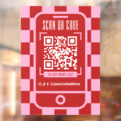 Scannable QR Code Retro Red & Pink Business Shop Fensteraufkleber (Blatt 2)
