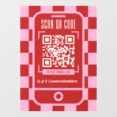 Scannable QR Code Retro Red & Pink Business Shop Fensteraufkleber (Blatt)