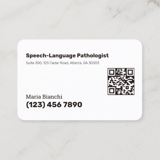 Scannable SLP-Sprache Visitenkarte (Rückseite)