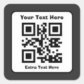Scannbare QR-Code-Vorlage mit editierbarem Text Quadratischer Aufkleber (Vorderseite)