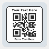 Scannbare QR-Code-Vorlage mit editierbarem Text Quadratischer Aufkleber (Vorderseite)