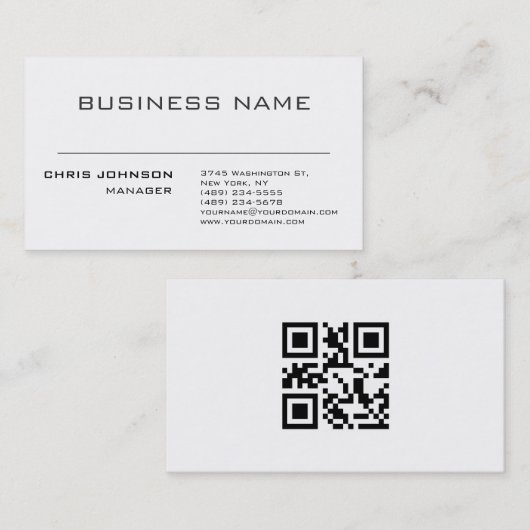 Scannbarer QR-Code auf der Rückseite Modernes Schl Visitenkarte (Vorne/Hinten)