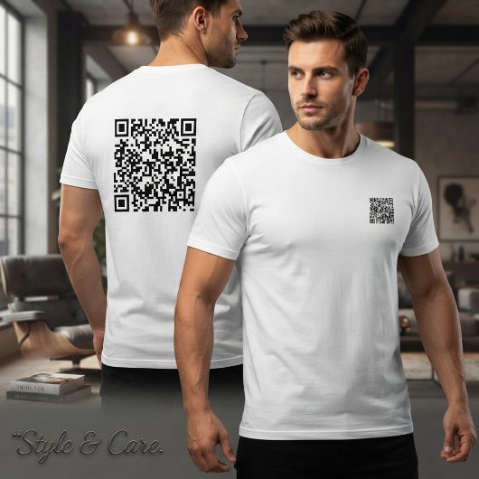 Scannbarer QR-Code Basic Tee für Männer, individue